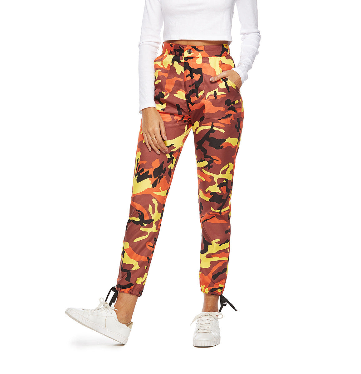 HEYounGIRL Orange Camouflage Hosen Frauen Jogginghose Lilac Pink Camo Hosen Pantalon Femme Hosen Cargo-Harem Pants Women 