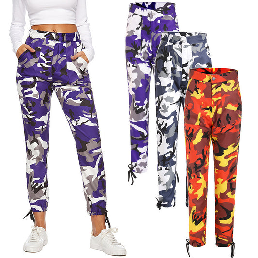 HEYounGIRL Orange Camouflage Hosen Frauen Jogginghose Lilac Pink Camo Hosen Pantalon Femme Hosen Cargo-Harem Pants Women 