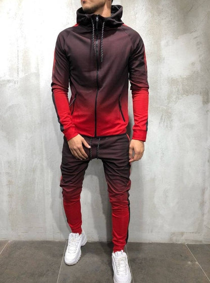 Moomphya Gradient color zipper cardigan men hoodies Side stripes hoodie men hooded Streetwear sweatshirts men's sweatshirts