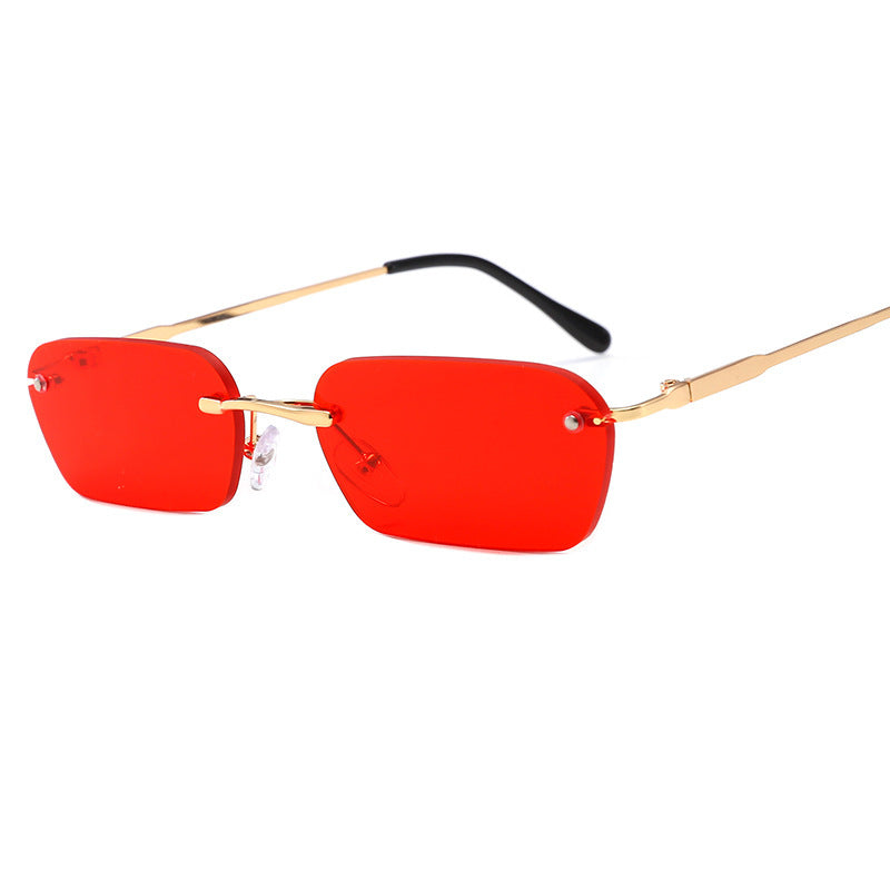 Compatible with Apple, Peekaboo Rimless Rectangular Sunglasses for Men and Women Clear Lens.