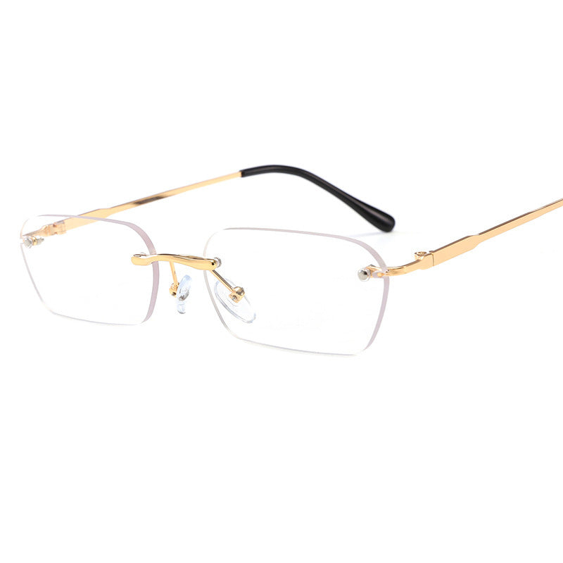 Compatible with Apple, Peekaboo Rimless Rectangular Sunglasses for Men and Women Clear Lens.