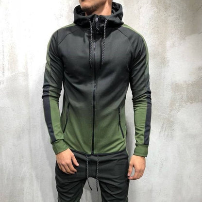 Moomphya Cardigan à fermeture éclair dégradé de couleurs pour hommes Sweat à capuche à rayures latérales pour hommes Sweat-shirts streetwear à capuche pour hommes