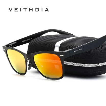 VEITHDIA Lunettes de soleil en aluminium et magnésium pour homme et femme, verres miroir UV400, accessoires pour lunettes de soleil