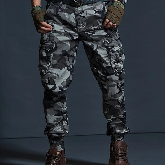 Mens Cargo Pants Casual Mens Pant Baggy Regular Cotton Trousers Male Combat Military Tactical Pants with Multi Pockets