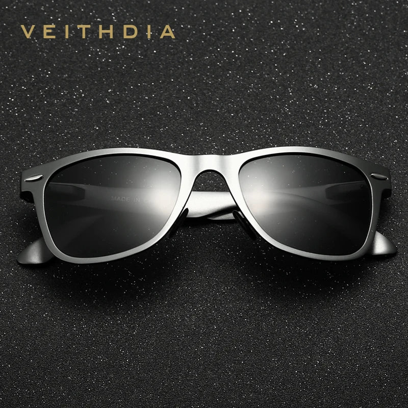 VEITHDIA Lunettes de soleil en aluminium et magnésium pour homme et femme, verres miroir UV400, accessoires pour lunettes de soleil