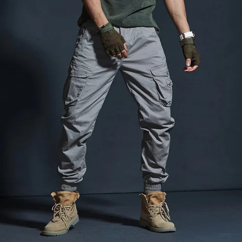 Mens Cargo Pants Casual Mens Pant Baggy Regular Cotton Trousers Male Combat Military Tactical Pants with Multi Pockets