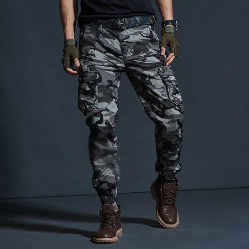 Mens Cargo Pants Casual Mens Pant Baggy Regular Cotton Trousers Male Combat Military Tactical Pants with Multi Pockets