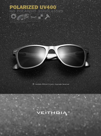 VEITHDIA Lunettes de soleil en aluminium et magnésium pour homme et femme, verres miroir UV400, accessoires pour lunettes de soleil