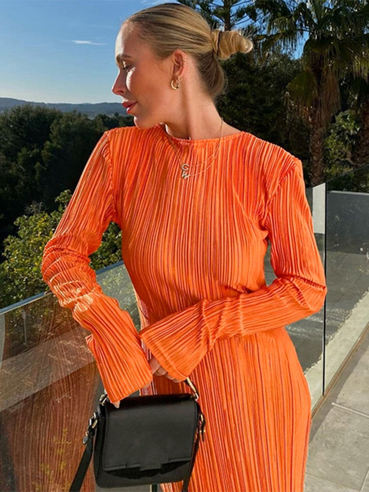 Wholesale Dresses Business | Orange Dresses Women 2022 | Long Sleeve