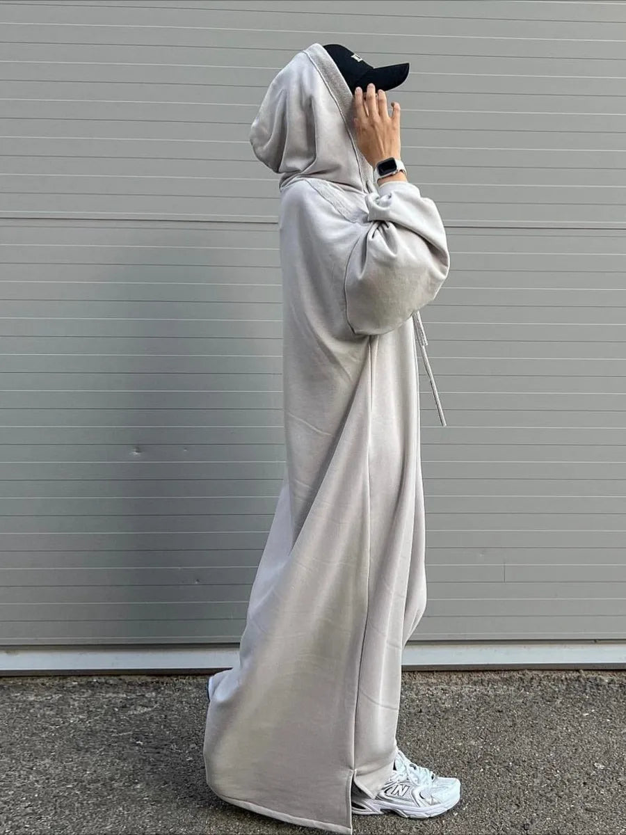 Muslim Women Hoodie Dress Saudi Arabic Long Robe Vestidos Abaya Dubai Morocco Kaftan Jalabiya Eid Ramadan Hooded Dresses Abayas