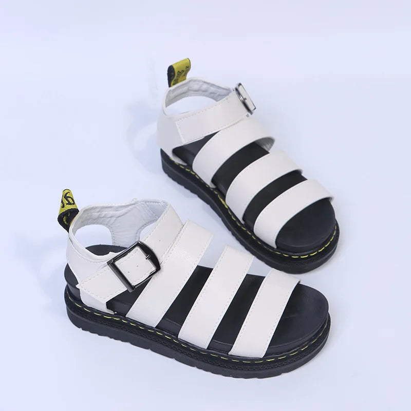 2024 New Platform  Sandal Peep Toe Metal Buckle Car Stitch Roman Sandal Large Size Casual Sport Women's Sandal