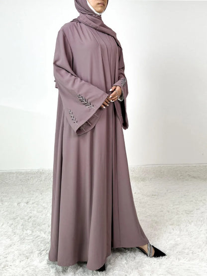 Eid Muslim Abaya for Women 2 Piece Set with Inner Dress diamond Cardigan Robe Jalabiya Ramadan Dubai Abayas Kaftan 2025 Vestidos