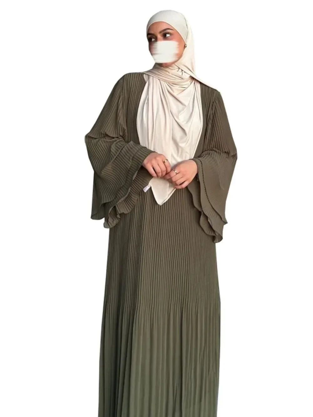 Robe musulmane de l'Aïd pour femmes, manches évasées plissées, caftan, robes islamiques, robe longue arabe, Ramadan, Maroc, Dubaï, Abayas 2024