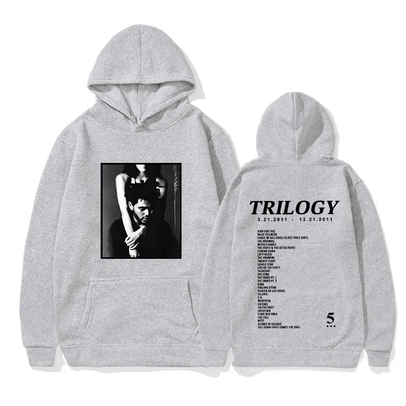 Sweat à capuche surdimensionné imprimé album de musique The Weeknd Trilogy pour homme, style hip-hop 