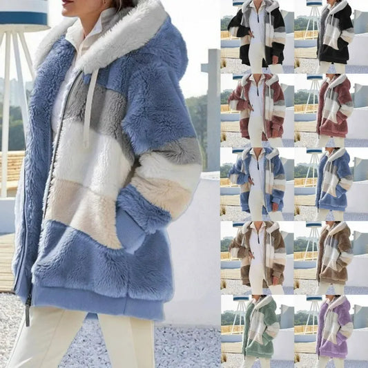 Oversized Jacket for Women 2023 New Autumn Winter Warm Plush Pocket 