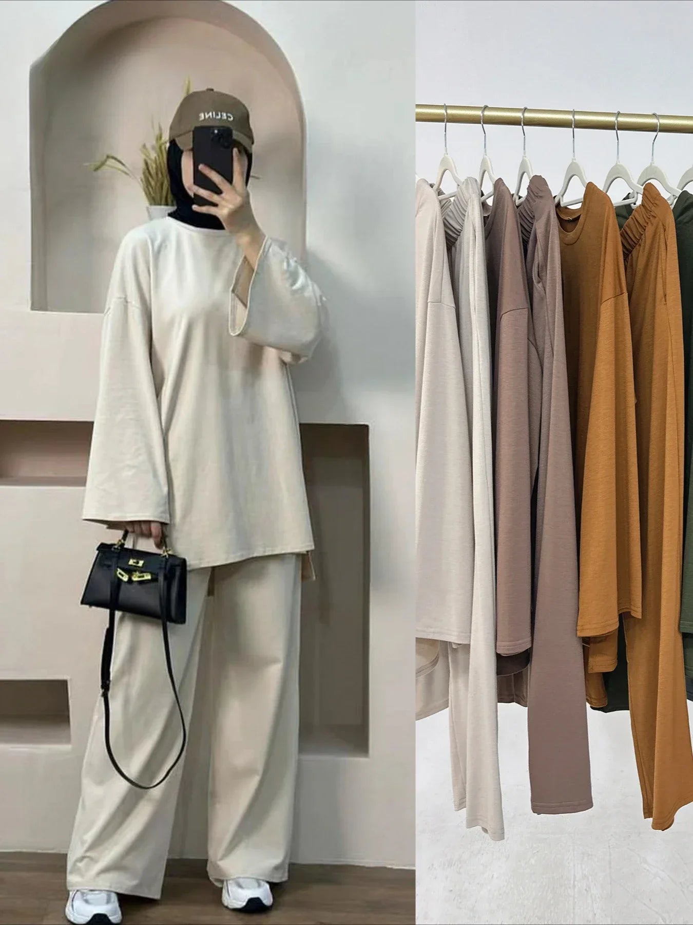 Two Piece Set Women Morocco Dubai Outfits Eid Ramadan Muslim Autumn Blouse Tops Wide Leg Pants Suit 2025 Femme Casual Ensemble