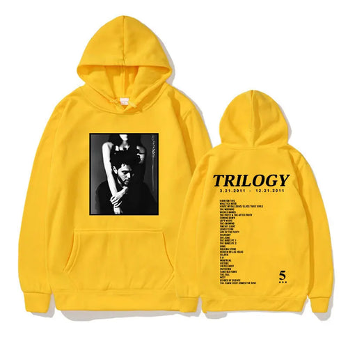 Sweat à capuche surdimensionné imprimé album de musique The Weeknd Trilogy pour homme, style hip-hop 