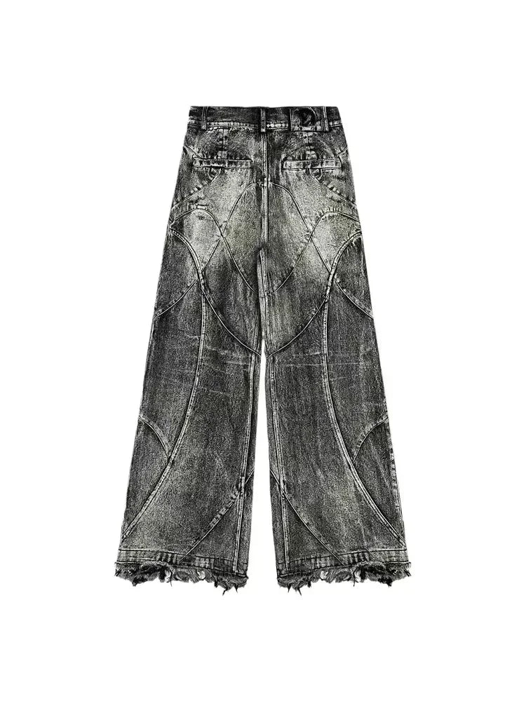 HOUZHOU Y2k Streetwear Punk Hip Hop Jeans Femme Grunge Baggy Déchiré 