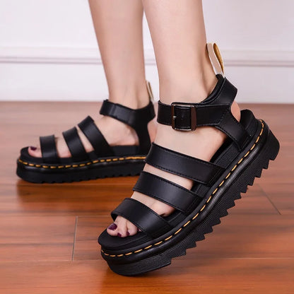 Women Soft Patent Leather Gladiator Sandals Female Beach Shoes Summer New Shoes Womens Sandals Students Flat Platform Shoesgj876