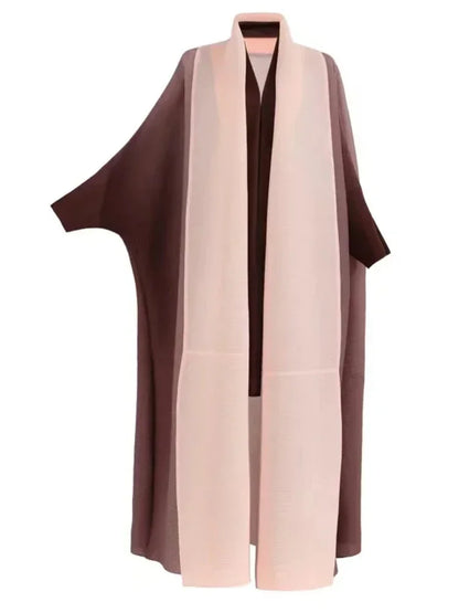 Muslim Abaya for Women Bat Sleeve Pleated Gradient Cardigan Trench Coat 2023 Autumn Dubai Abayas Plus Size Women's Luxury Coat