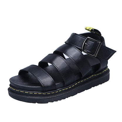 2024 New Platform  Sandal Peep Toe Metal Buckle Car Stitch Roman Sandal Large Size Casual Sport Women's Sandal