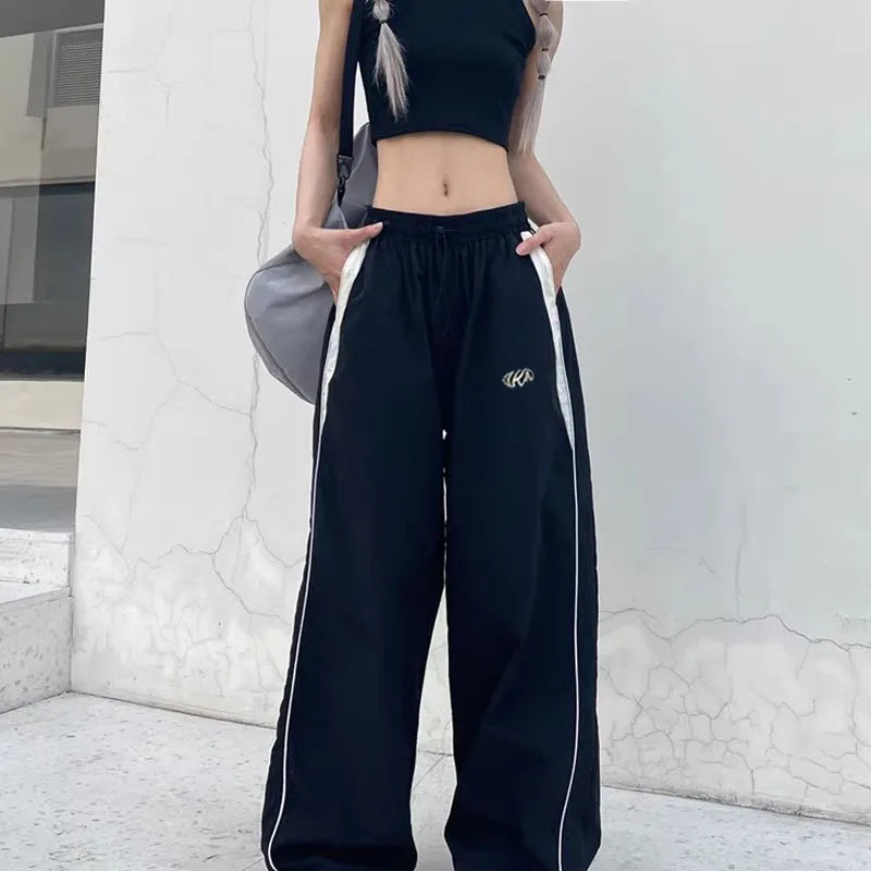 American Retro Black Street Hip-hop Trend Leisure Wide-leg Trousers