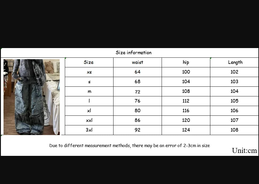 Stylish High Street Multi-Pocket High Waist Jeans Cargo Pants Women American Vintage Wide Leg Jeans Harajuku Hip Hop Y2k Jeans