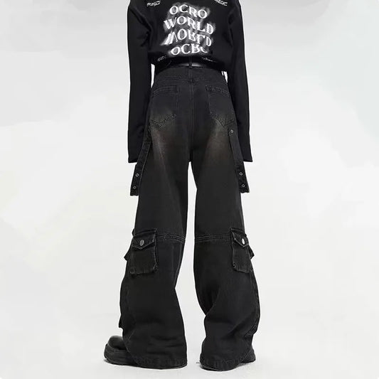 Pantalon cargo baggy streetwear Y2K