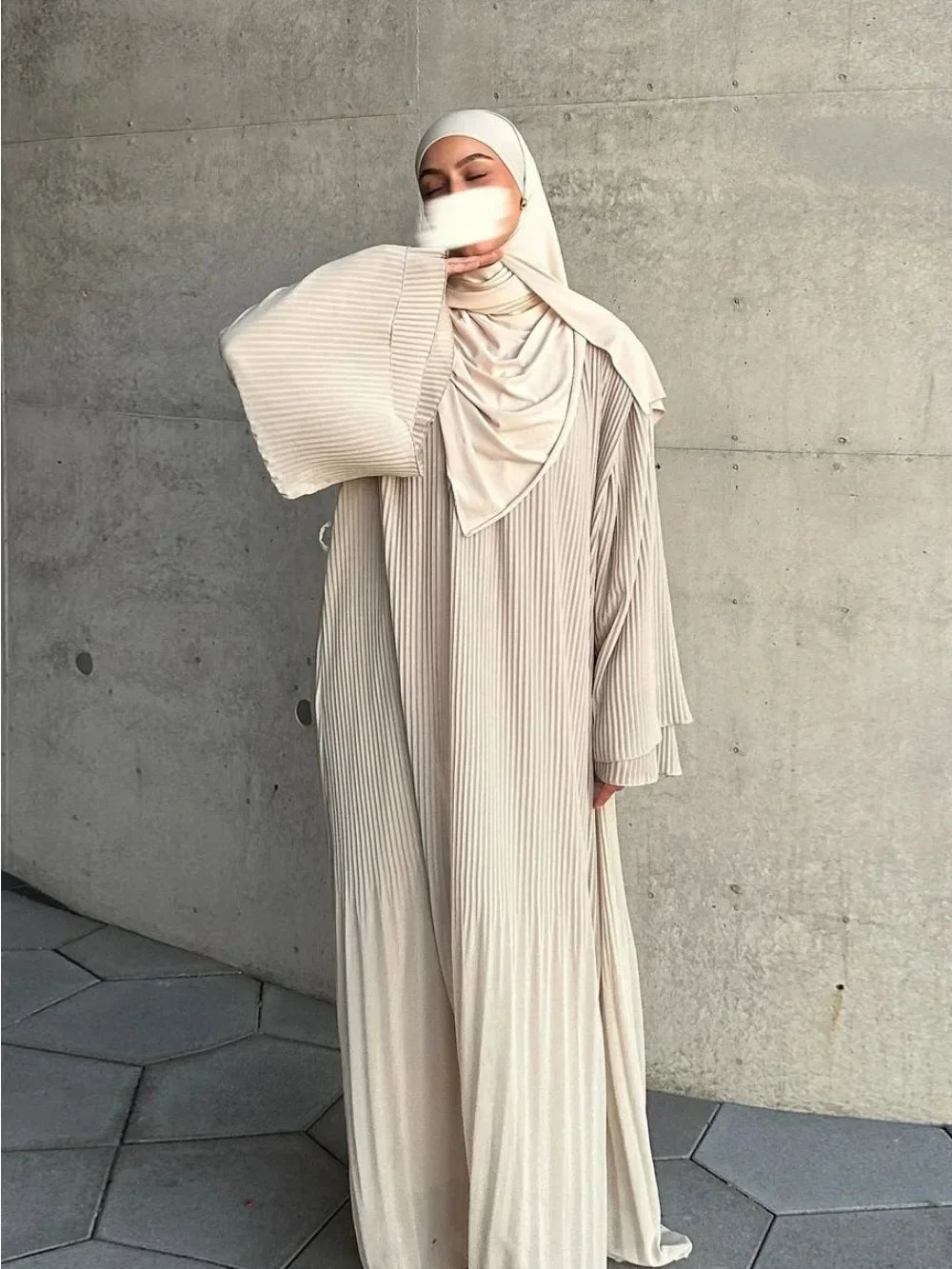 Eid Muslim Dress for Women Pleated Flare Sleeve Jalabiya Kaftan Islam Vestidos Arab Long Robe Ramadan Morocco Dubai Abayas 2024