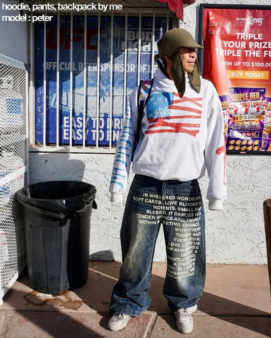 Jeans homme Y2K, motif américain vintage, jeans lettre, streetwear, gothique 