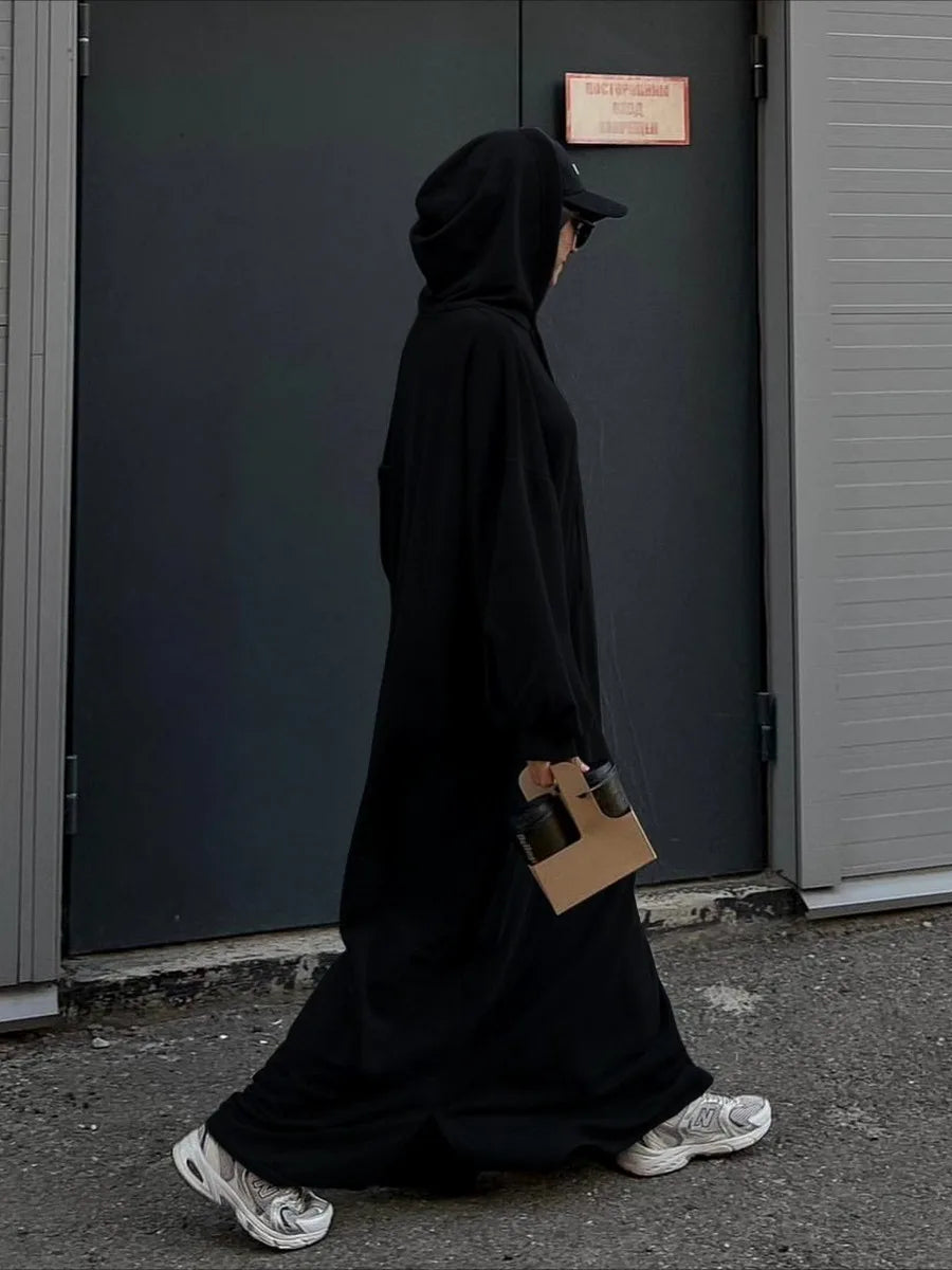 Muslim Women Hoodie Dress Saudi Arabic Long Robe Vestidos Abaya Dubai Morocco Kaftan Jalabiya Eid Ramadan Hooded Dresses Abayas