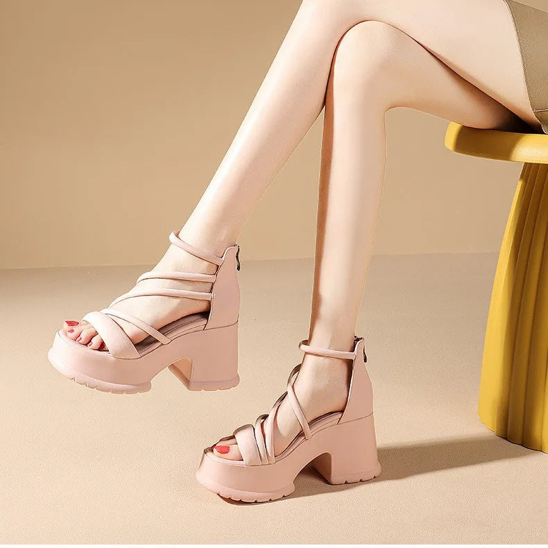 Women Platform High Heels Wedges Buckle Slope Sandals Women Shoes Summer New Fashion Thin Band Thick Sole Pumps Zapatos De Mujer