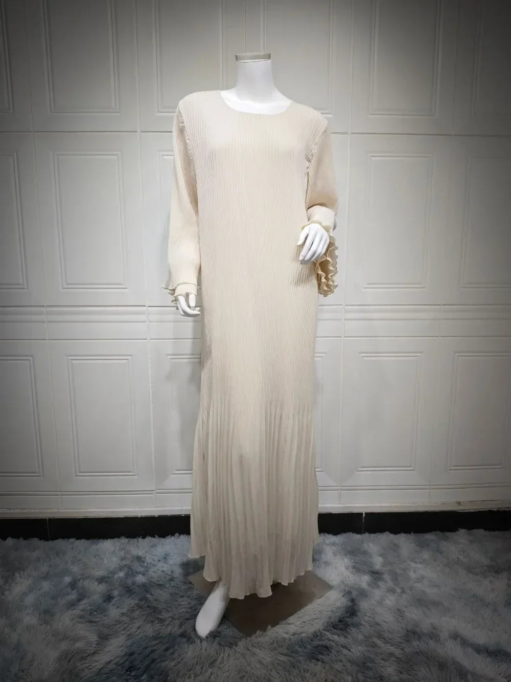 Robe musulmane de l'Aïd pour femmes, manches évasées plissées, caftan, robes islamiques, robe longue arabe, Ramadan, Maroc, Dubaï, Abayas 2024