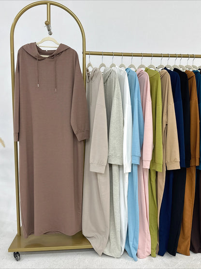 Muslim Women Hoodie Dress Saudi Arabic Long Robe Vestidos Abaya Dubai Morocco Kaftan Jalabiya Eid Ramadan Hooded Dresses Abayas