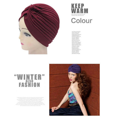 New Knotted Ruffle Turban Ladies Soft Headscarf Casual Streetwear