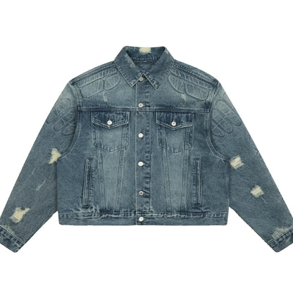 New Y2k Jackets Hip Hop Gothic Patchwork Denim Jacket Men Washed Retro 