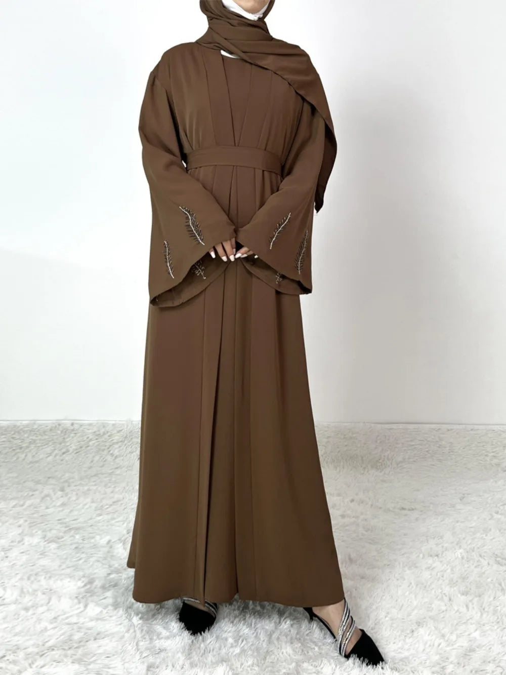 Abaya musulmane de l'Aïd pour femmes, ensemble 2 pièces avec robe intérieure, cardigan diamant, robe Jalabiya, Ramadan, Dubaï, Abayas, Kaftan 2025