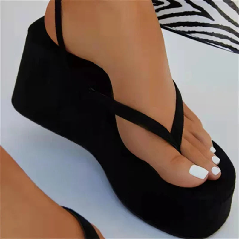 Sexy Wedges Sandals Women's Shoe Female Metal Chain Fashion Platform Shoes 2024 Summer Ladies Clip Toe Ankle Strap Casual Sandal