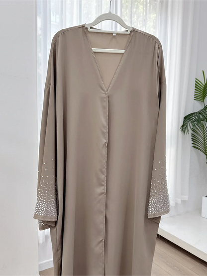 Eid Muslim Diamond Abaya for Women Button Cardigan Up Jalabiya Ramadan Dress 2024 Ramadan Caftan Party Long Robe Vestido Largos