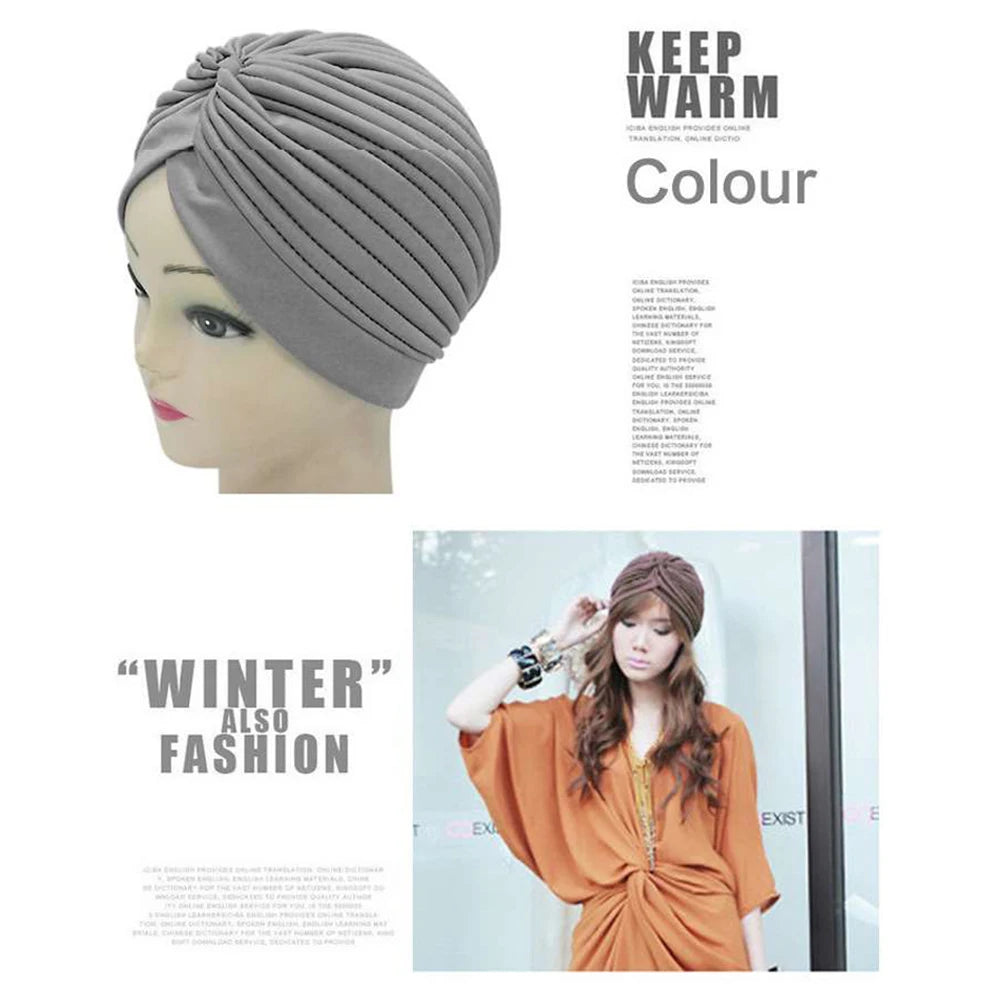 New Knotted Ruffle Turban Ladies Soft Headscarf Casual Streetwear