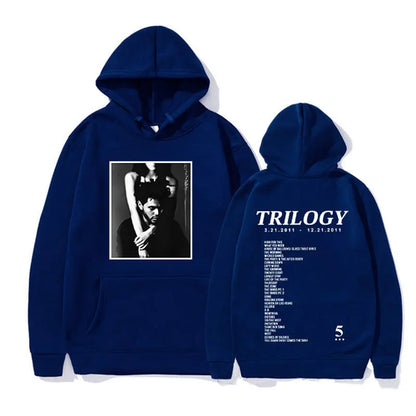 Sweat à capuche surdimensionné imprimé album de musique The Weeknd Trilogy pour homme, style hip-hop 