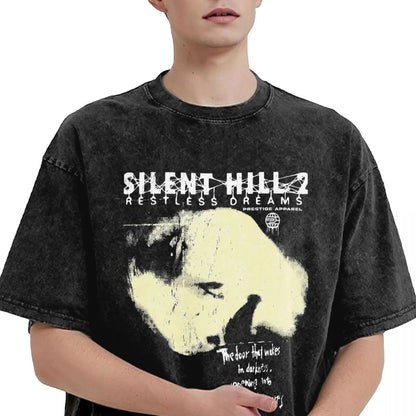 Restless Dreams Silent Hill T Shirt Hip Hop Washed Short Sleeve Street 