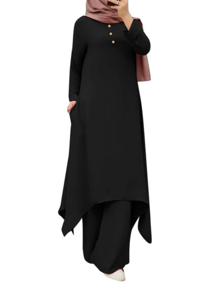 Ensemble 2 pièces pour femme musulmane de l'Aïd, chemisier, robe, pantalon large, tenue décontractée, Dubaï, Ramadan, Kaftan, 2024