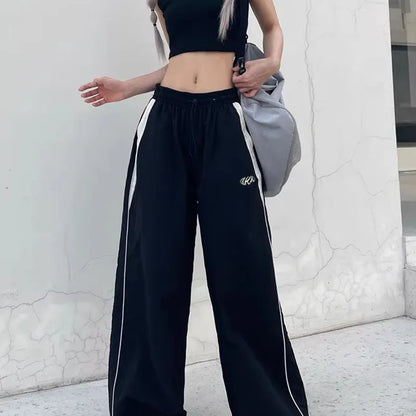 American Retro Black Street Hip-hop Trend Leisure Wide-leg Trousers