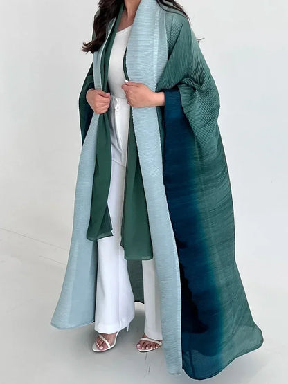 Abaya musulmane pour femmes, manches chauve-souris, cardigan plissé dégradé, trench-coat, automne 2023, Dubaï, grande taille, manteau de luxe pour femmes