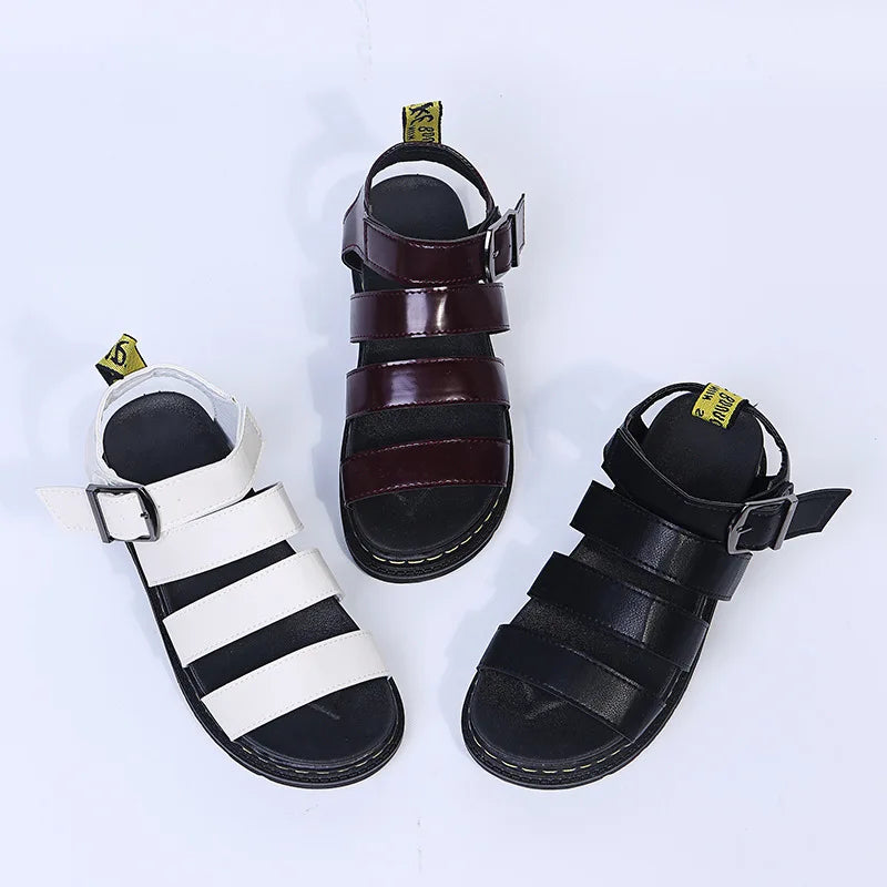 2024 New Platform  Sandal Peep Toe Metal Buckle Car Stitch Roman Sandal Large Size Casual Sport Women's Sandal