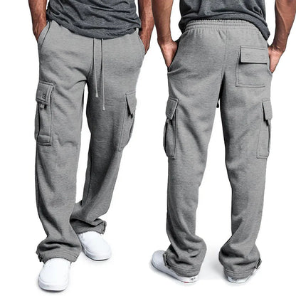 Pantalon de survêtement coupe droite pour homme, idéal pour le sport et le streetwear. 