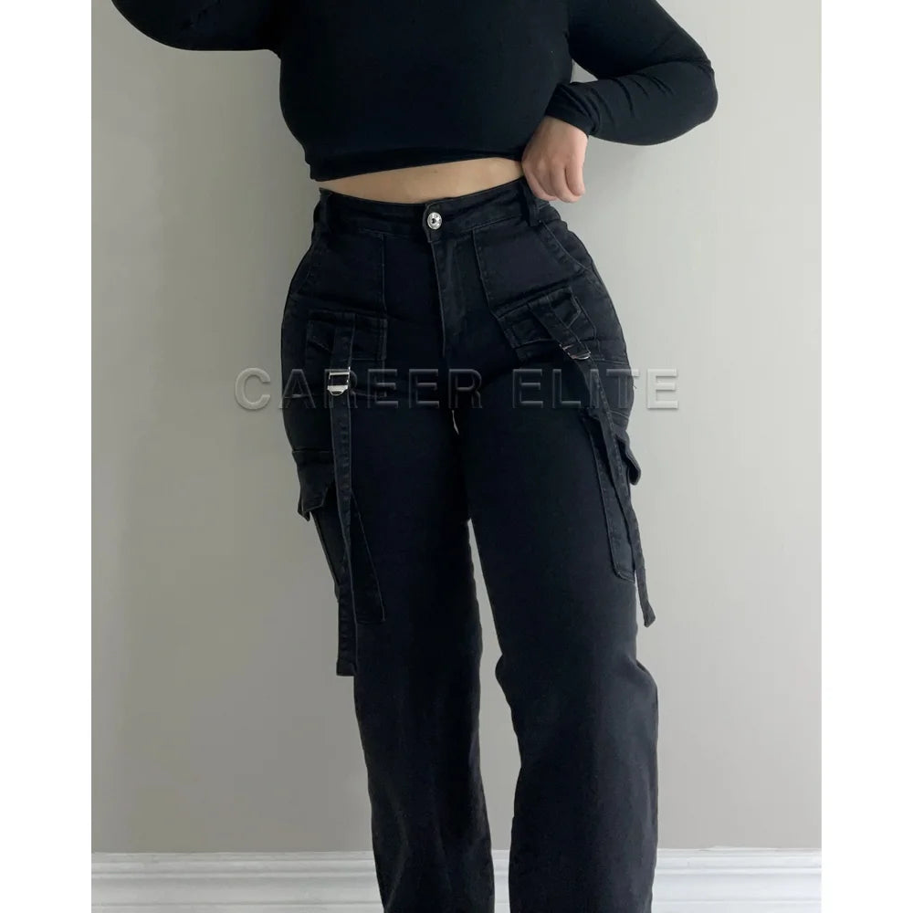 Women's Fashion Jeans High Waist Elastic Denim Pants S-3XL Straight Leg Length Trousers Autumn Winter Washed Y2k Classic Jeans