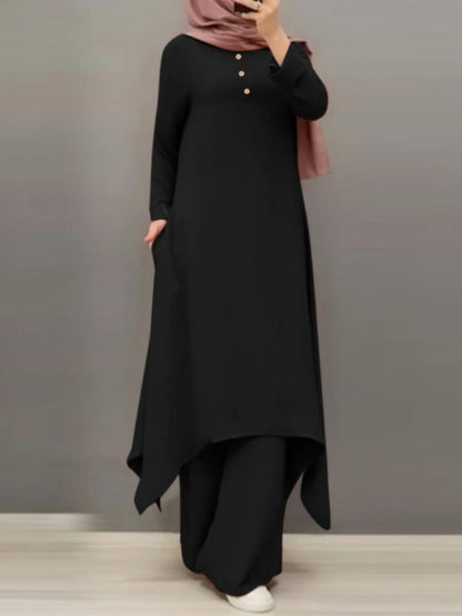 Ensemble 2 pièces pour femme musulmane de l'Aïd, chemisier, robe, pantalon large, tenue décontractée, Dubaï, Ramadan, Kaftan, 2024