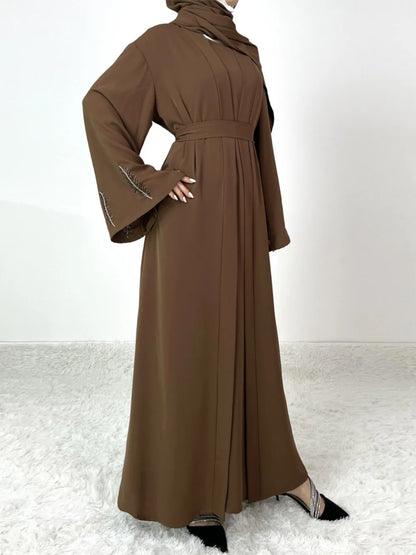 Eid Muslim Abaya for Women 2 Piece Set with Inner Dress diamond Cardigan Robe Jalabiya Ramadan Dubai Abayas Kaftan 2025 Vestidos